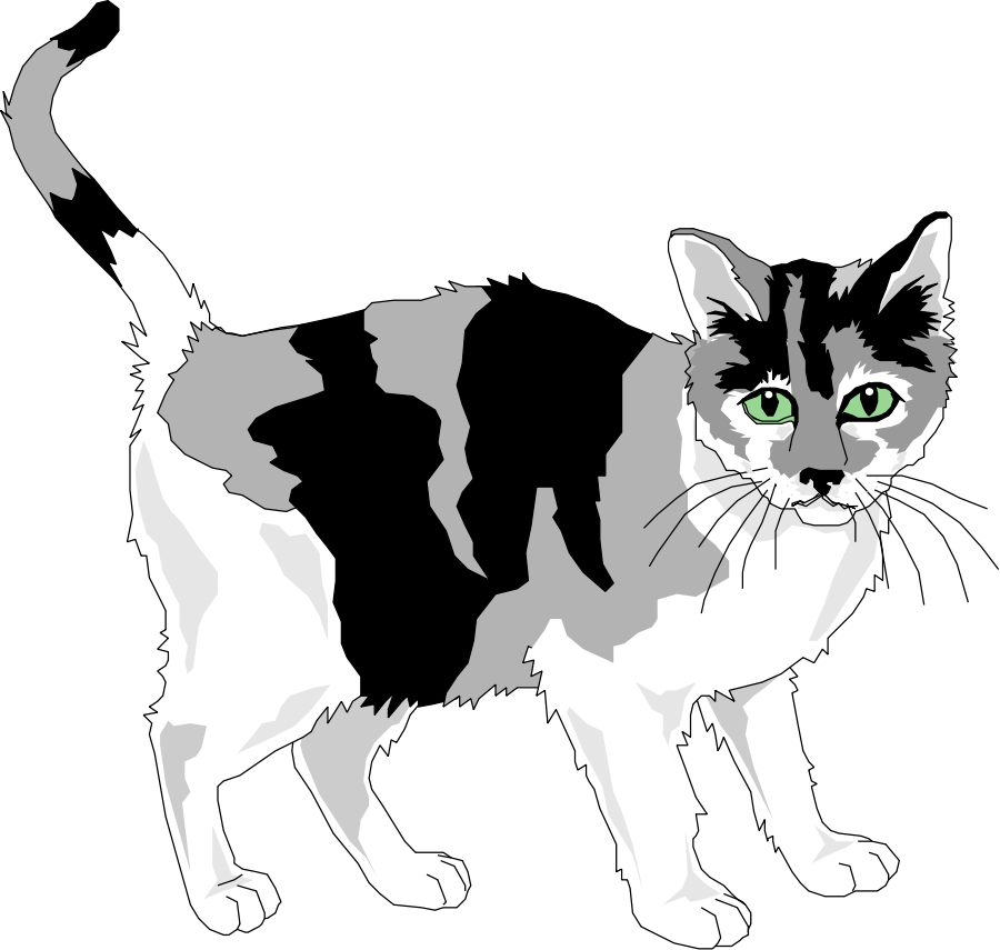 Black And Grey Cat Clip Art - Royalty Free Cat Clipart (900x855)