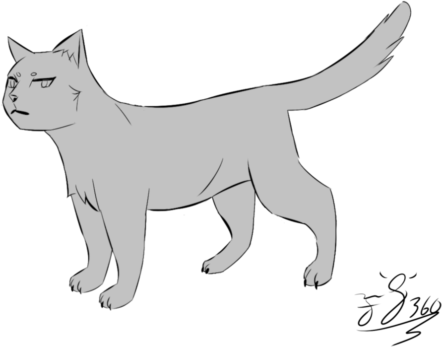 Simple Anime Cat Lineart [link In Description] By Lokifan360 - Anime Cat Art (999x799)