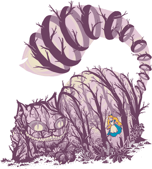 Limited Edition Cheap Daily T Shirts - Cheshire Cat With Alice Inside Tattoo (500x741)