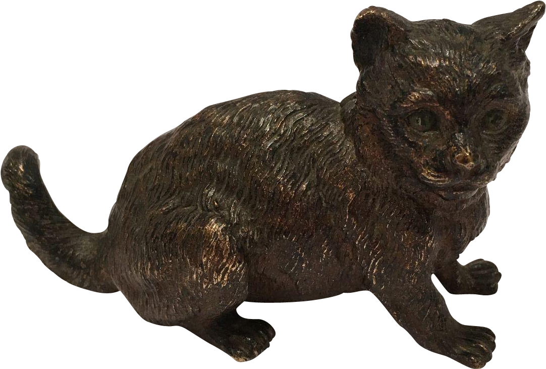 Antique Cold Painted Vienna Bronze Cat Marked 'geschutzt' - Bronze (1081x1081)