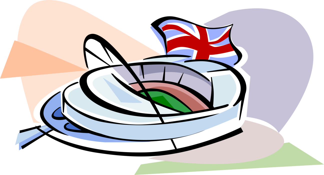 Vector Illustration Of Wembley Football Stadium, Wembley, - Wembley Stadium Clipart (1295x700)