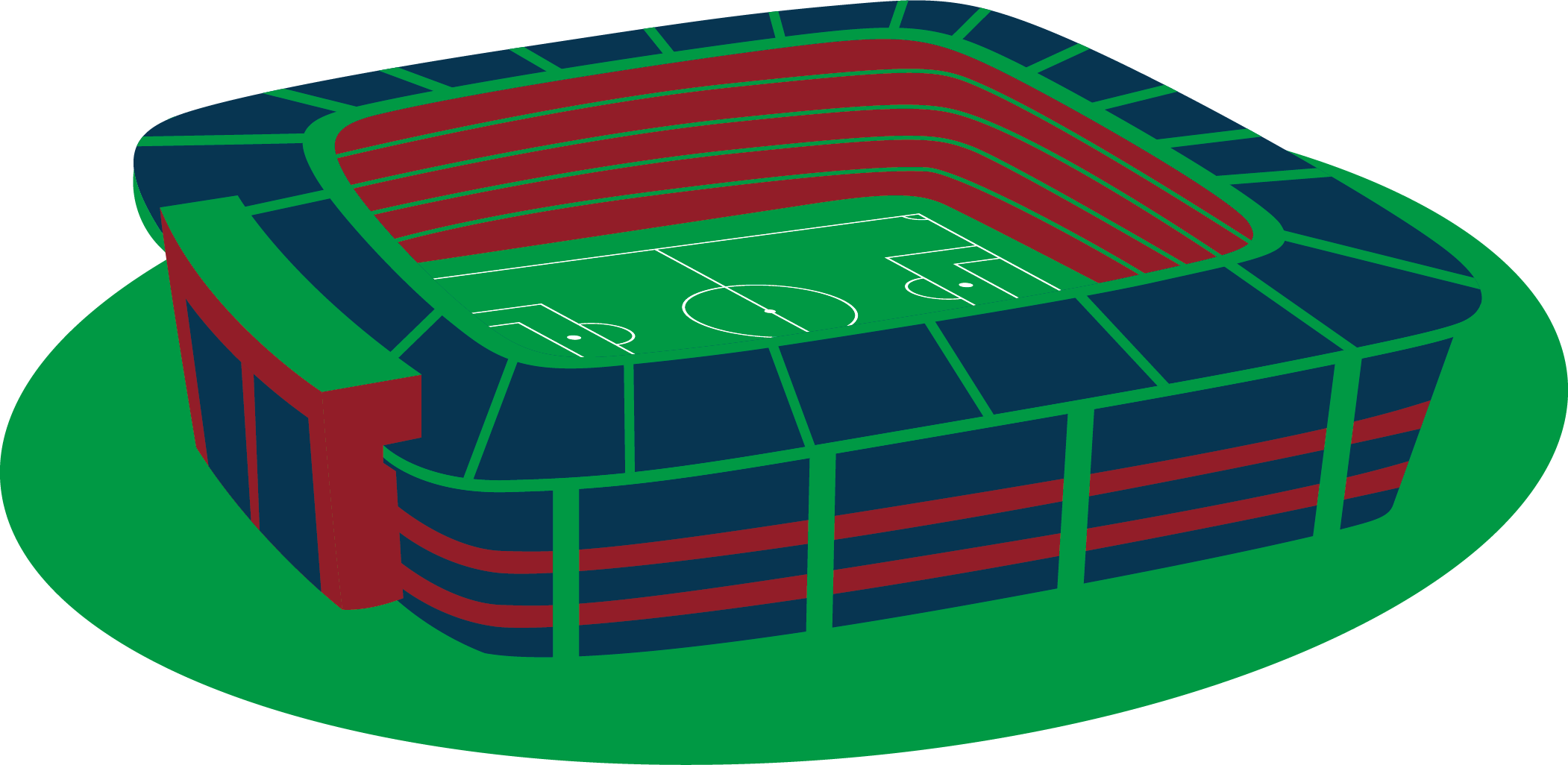 Stadium Football Pitch Sport - Vector Football Pitch Png (2102x1026)