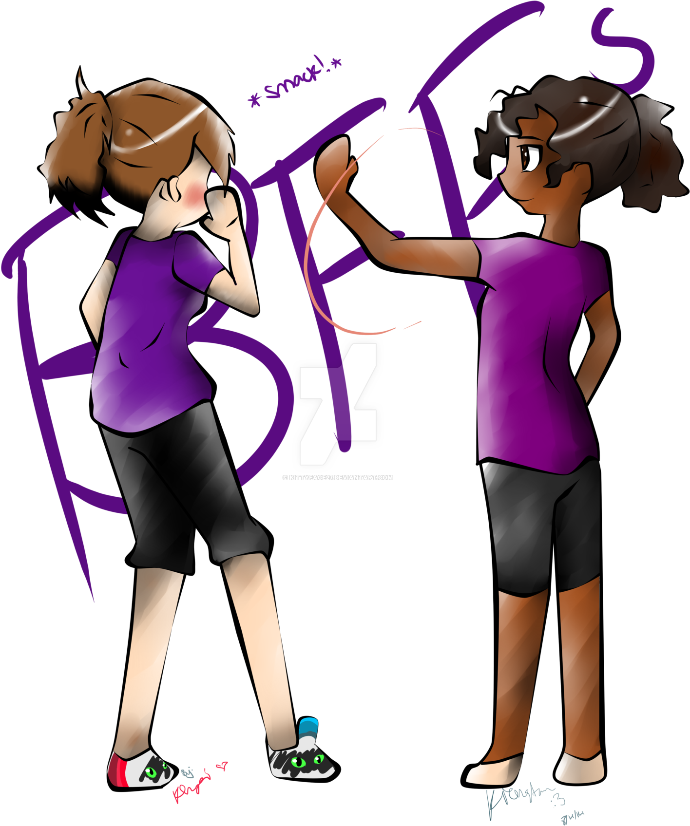 Slap Time With Bff By Kittyface27 - Cartoon (1600x1774)