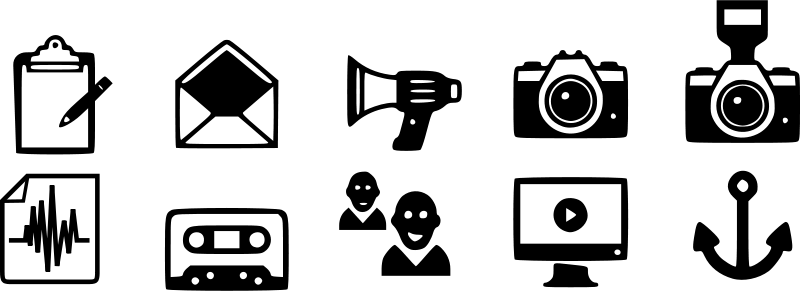 Free Monochrome Communication Icon Set - Communication Clipart Black And White (800x291)