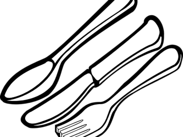 Cutlery Clipart Black And White - Silverware Black And White (640x480)