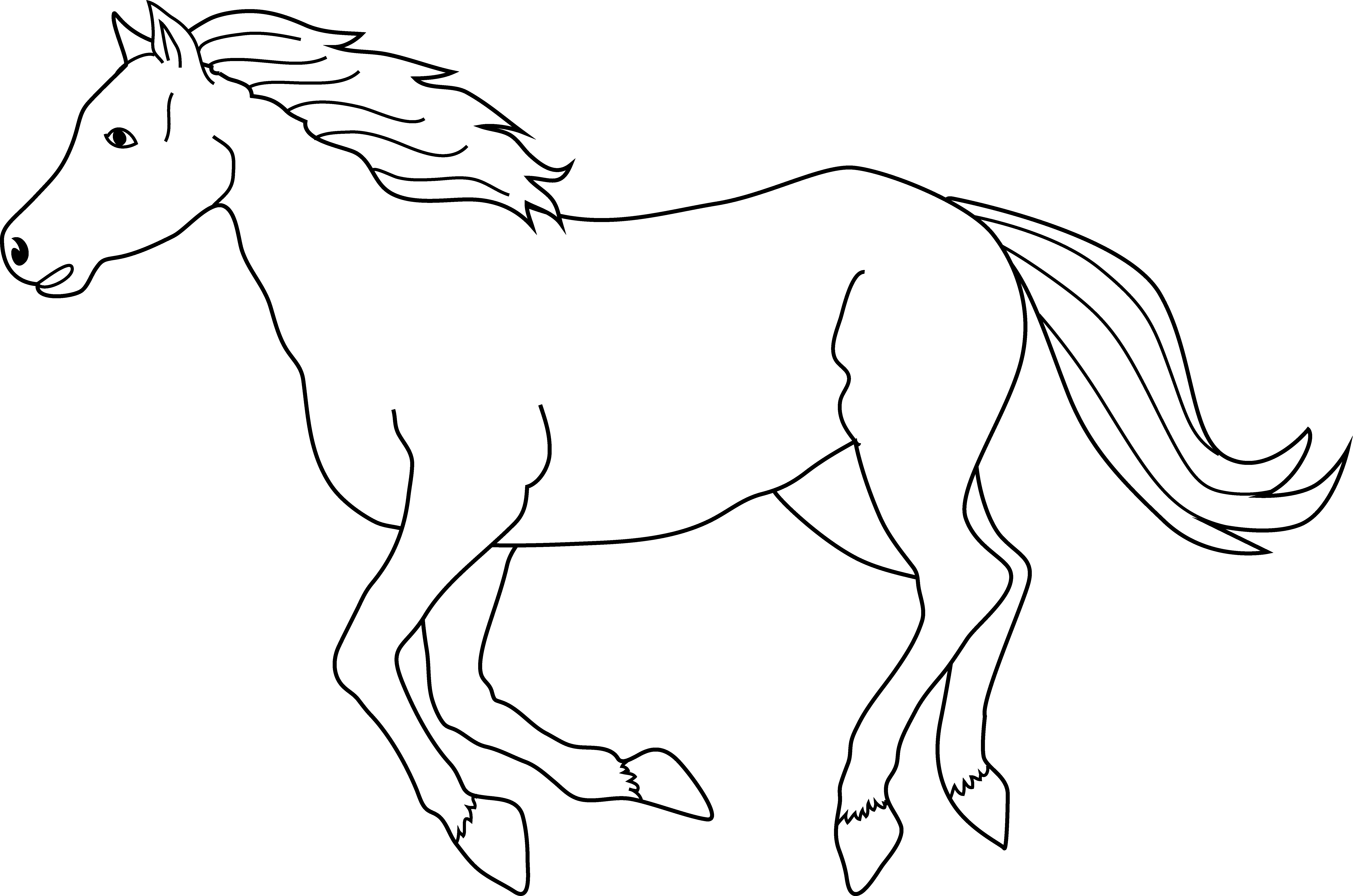 Galloping Horse Coloring Page - White Horse Clipart Png (7422x4915)