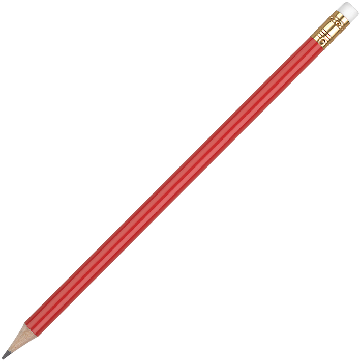 Oro Round Wooden Pencil With Eraser- Red - Lacrosse Shafts (720x720)