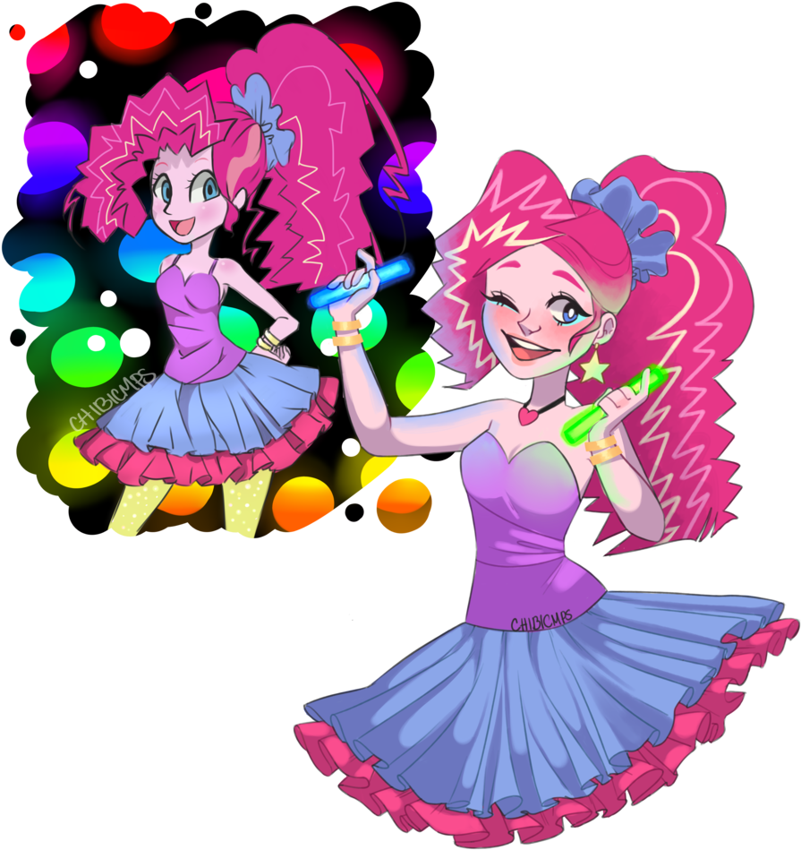 Chibicmps, Clothes, Dress, Equestria Girls, Glowstick, - Pinkie Pie (939x1024)