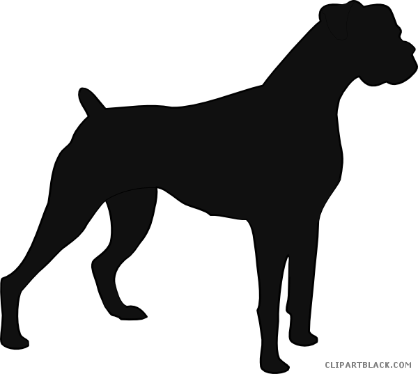 Boxer Dog Animal Free Black White Clipart Images Clipartblack - Boxer Dog Silhouette Vector (600x537)