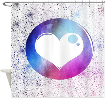 Watercolor Heart Design 3 Shower Curtain - Heart (350x350)