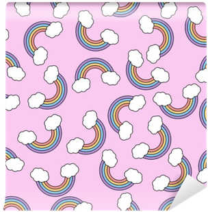 Abstract Vector Seamless Pattern With Rainbow On Pink - Vetor Plano De Fundo Unicornio (400x400)
