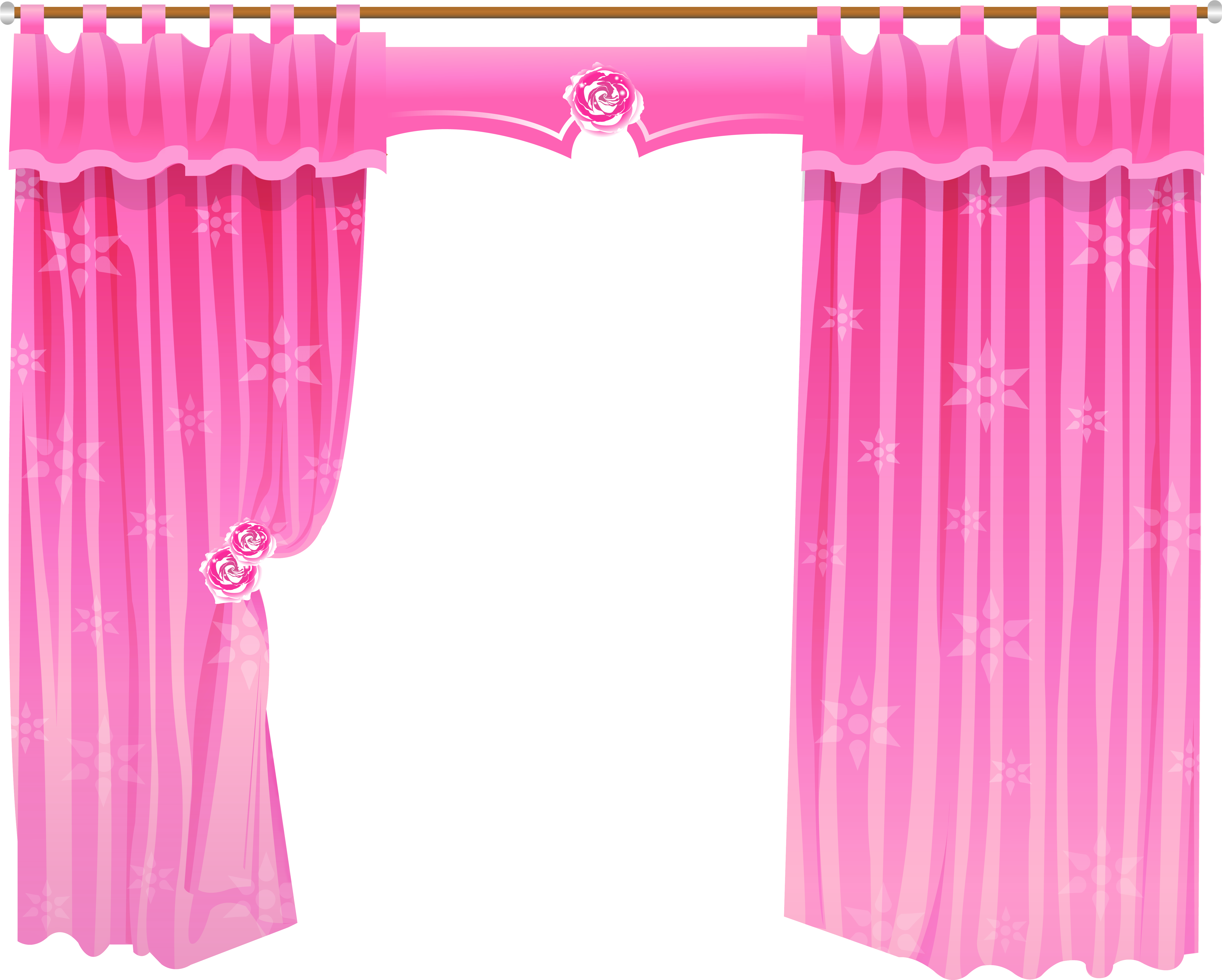 Transparent Shower Curtain With Design - Pink Curtain Clipart (5856x4881)