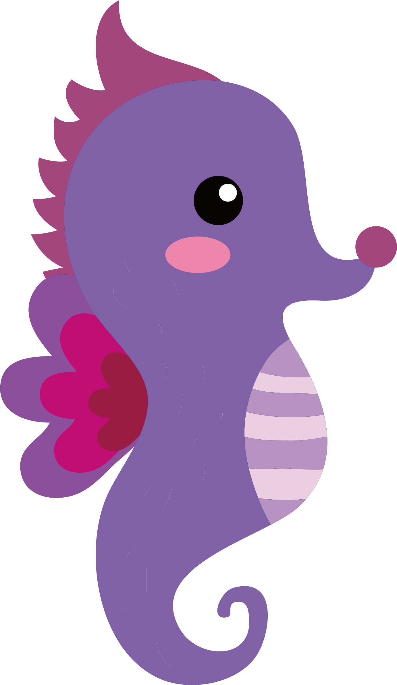 Vector Hand-painted Cute Seahorse - Caballito De Mar Png (1382x2387)