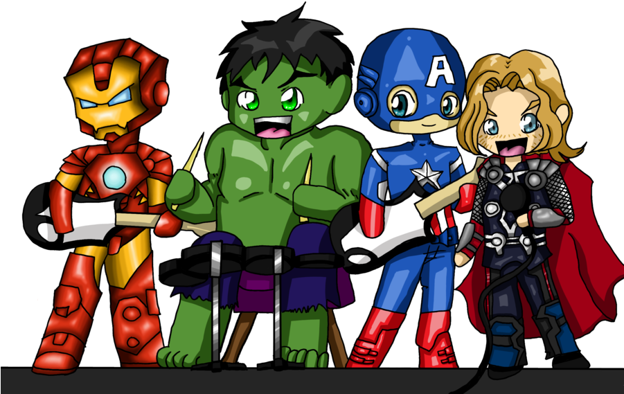 Avengers Rockband Chibis By Rena Muffin - Avengers As A Rock Band (900x578)