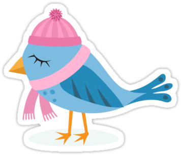 Sticker,375x360 - U1 - Love Birds In The Snow Card (375x360)