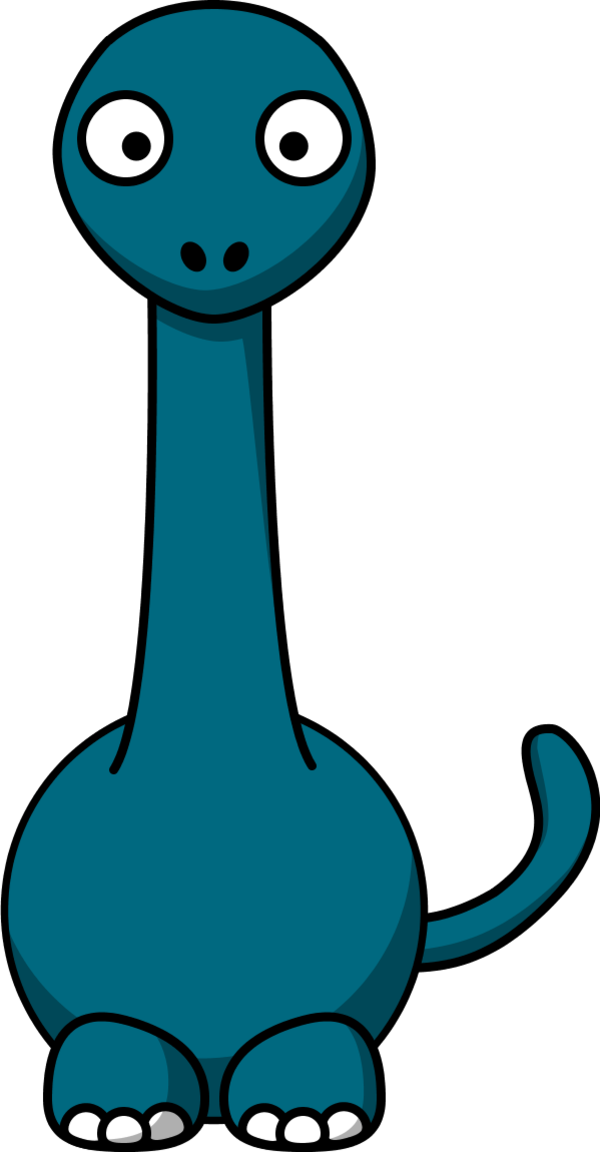 Dinosaur Cartoon Long Neck - Blue Long Neck Dinosaur (600x1152)