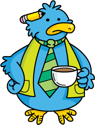 Twitter Bird Coffee By Aaron Riddleacriddledotcom - Cartoon Early Bird (376x432)