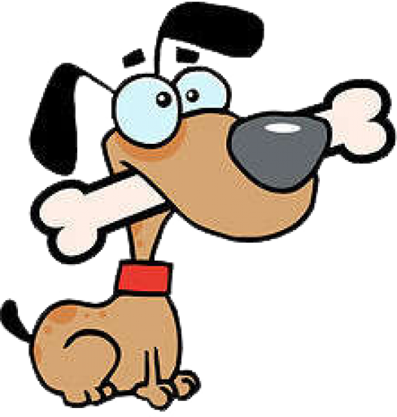 Wordpress - Cartoon Dog With Bone In Mouth (572x600)