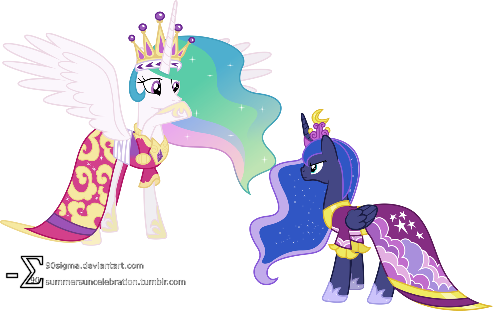 By 90sigma Luna Confronts Celestia By 90sigma - Imagenes De My Little Pony Celestia Y Luna (1600x1007)