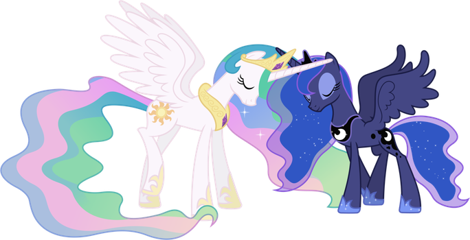 Celestia's Crown Is Knocked Off When Chrysalis Defeats - Celestia And Luna Png (684x350)