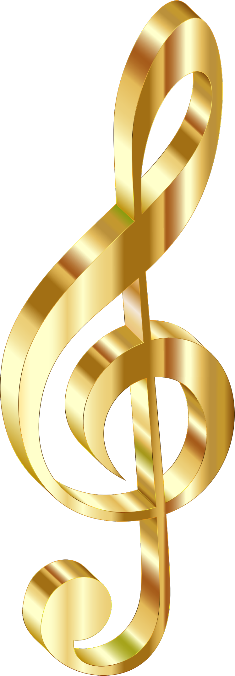 Gold 3d Clef 2 No Background - Gold Music Notes Transparent Background (748x2150)