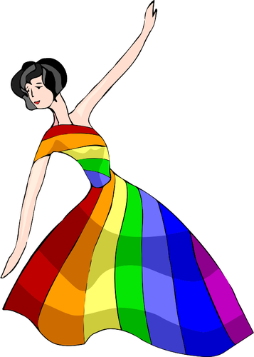 Lgbt Performer - Dancing Woman In Rainbow Dress Mugs (357x500)