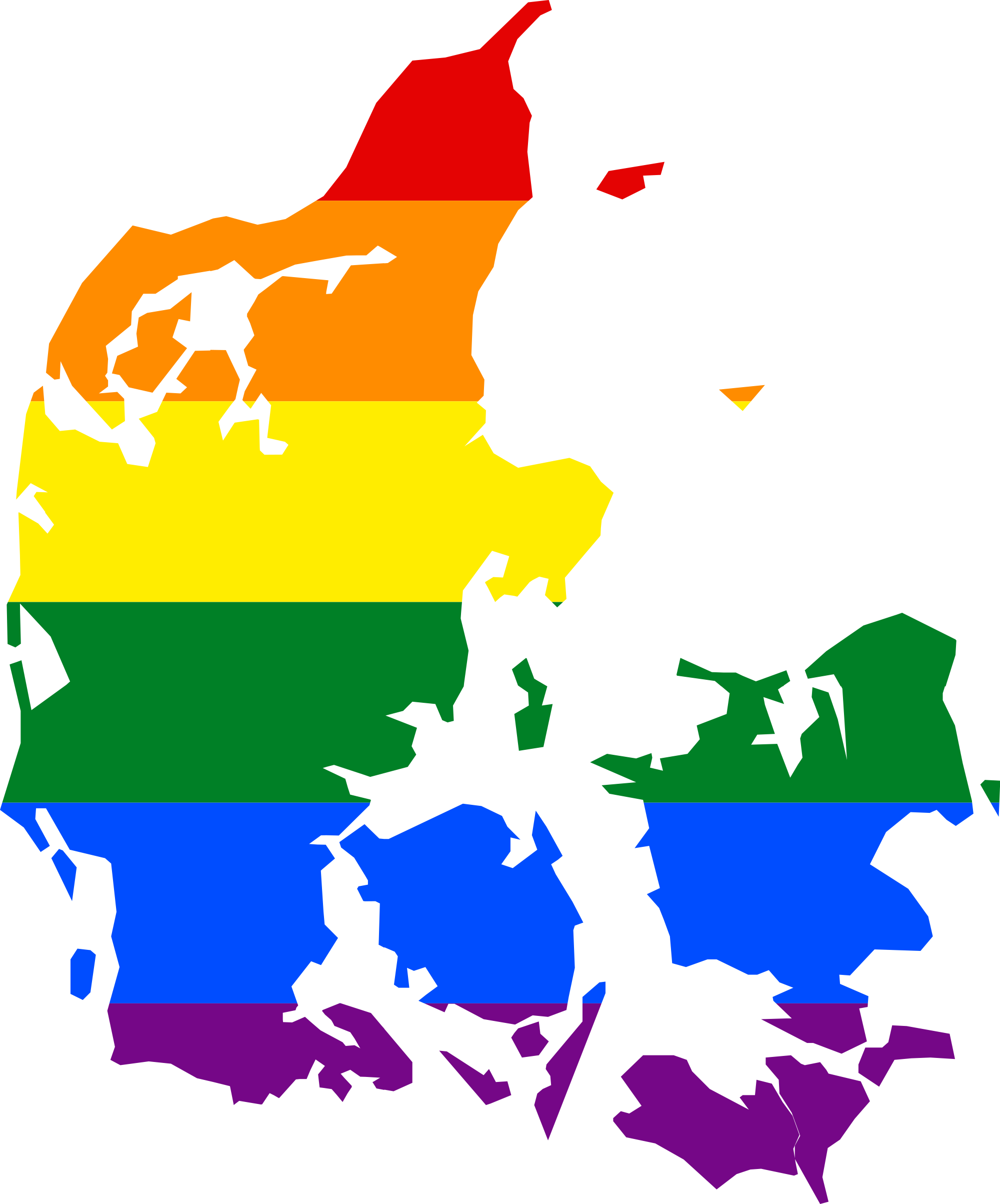 Lgbt Flag Map Of Denmark - Denmark Map Black And White (2000x2407)