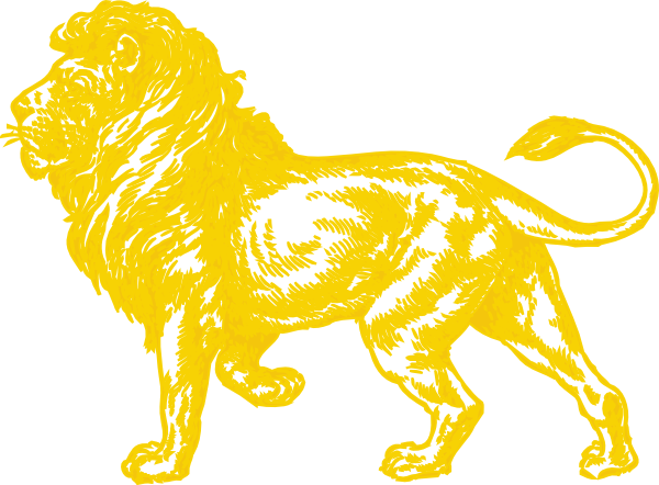 Lion In Gold Clip Art At Clker - Blue And Gold Lion (600x442)