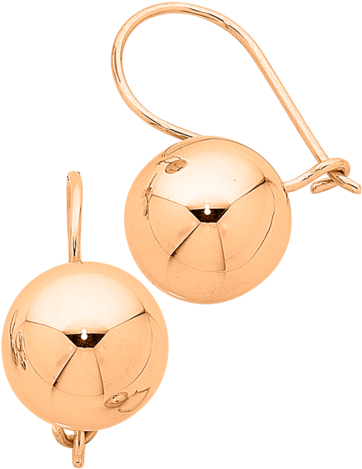 9ct Rose Gold Euro Ball Drop Earrings - Gold (376x480)