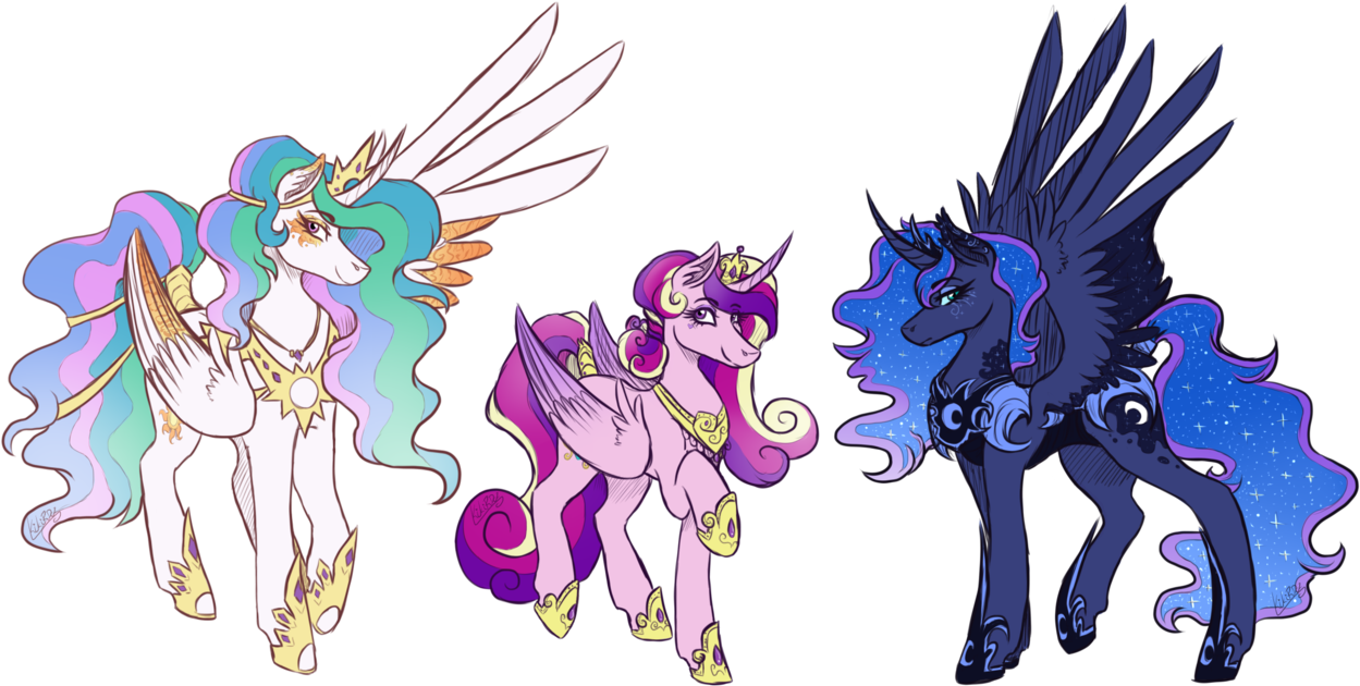 Alicorn, Alicorn Triarchy, Artist - Princess Luna (1280x665)