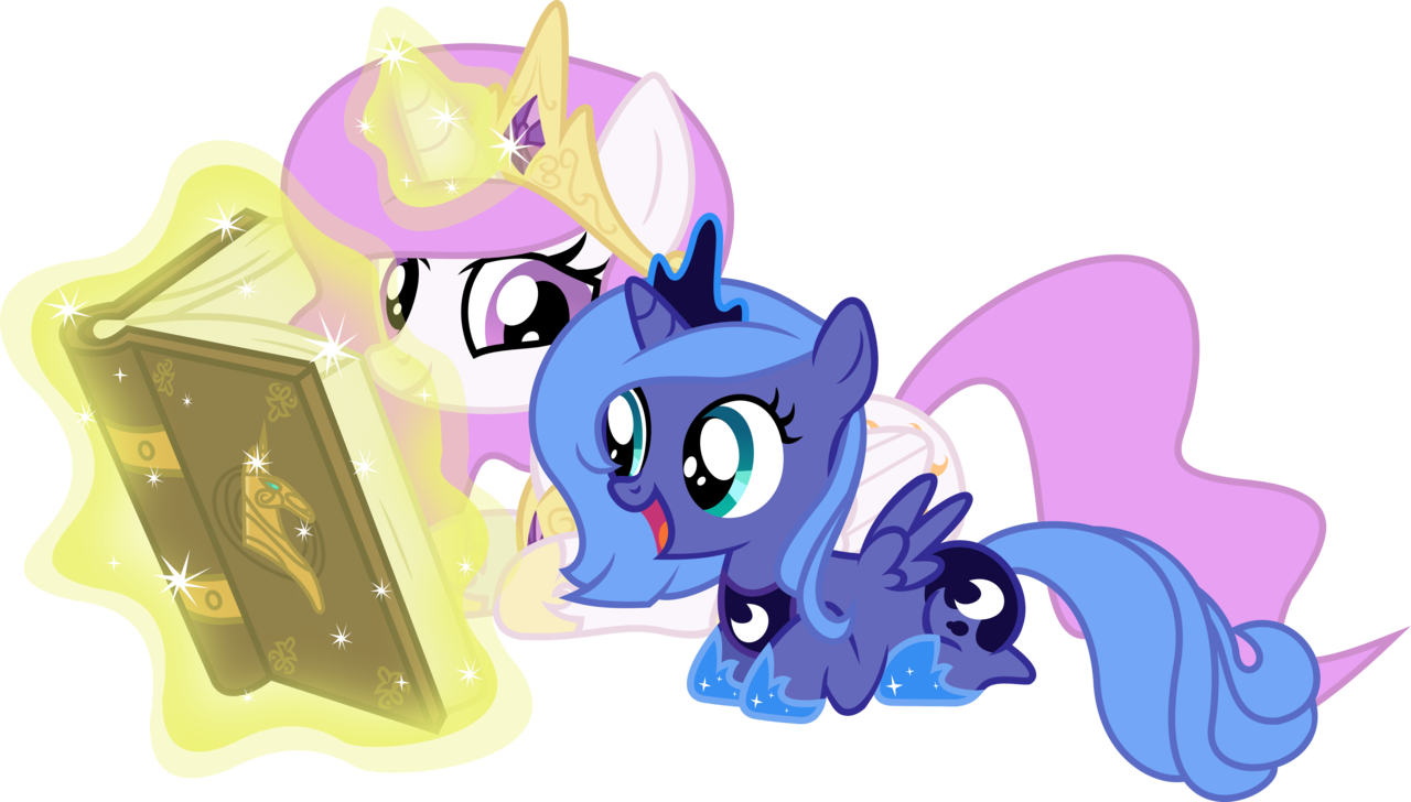 Sandra626, Book, Cewestia, Crown, Cute, Filly, Magic, - My Little Pony Princess Luna And Princess Celestia (1280x728)