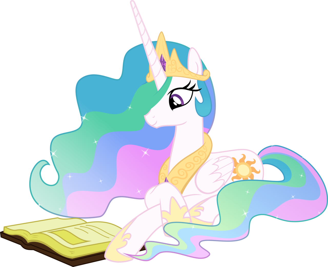 Princess Celestia Reading - Mlp Princess Celestia Sitting (1280x1042)