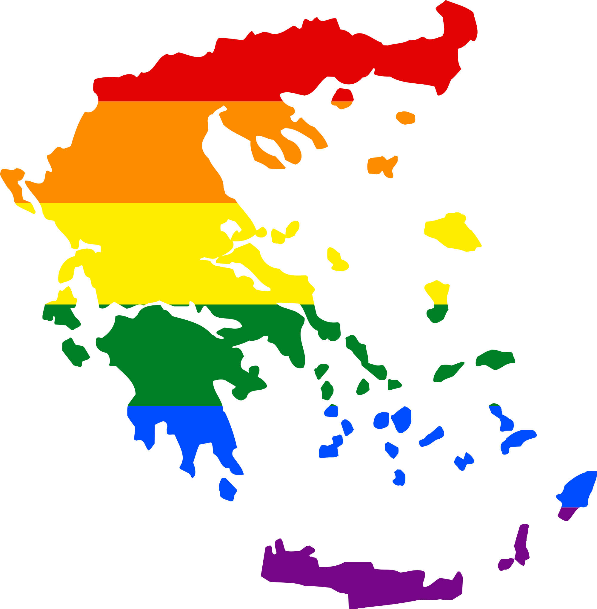 Lgbt Flag Map Of Greece - Greece Map (2000x2038)