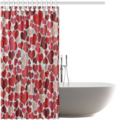 Sparkling Hearts, Red Shower Curtain - Curtain (500x500)