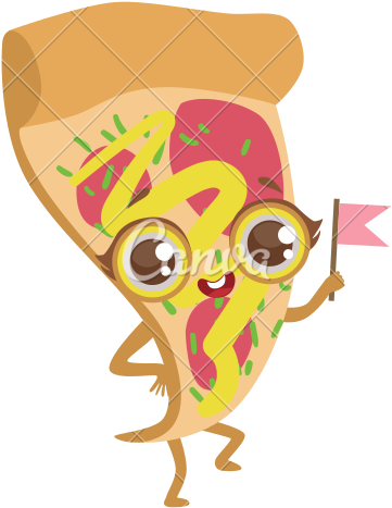 Pizza Slice Cartoon - Cartoon Food With Legs (550x550)