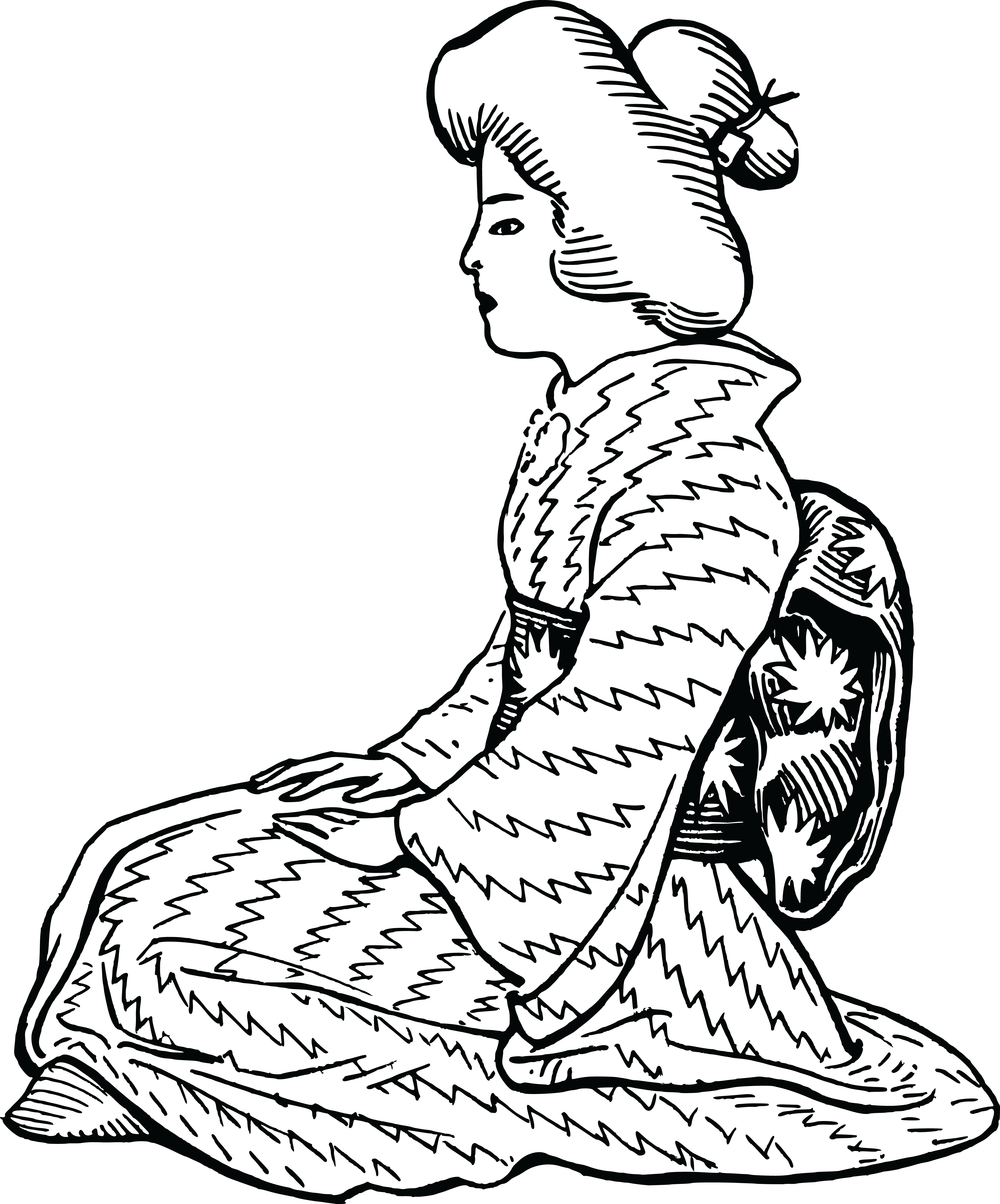 Free Clipart - Japonesa Con Kimono Dibujo (4000x4818)