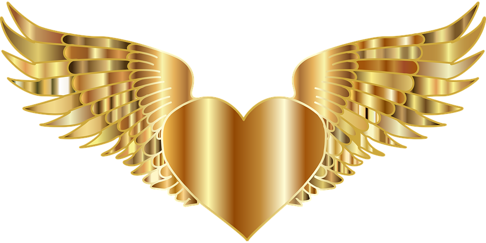 Glitter Crown Cliparts 10, Buy Clip Art - Gold Heart With Wings (960x480)