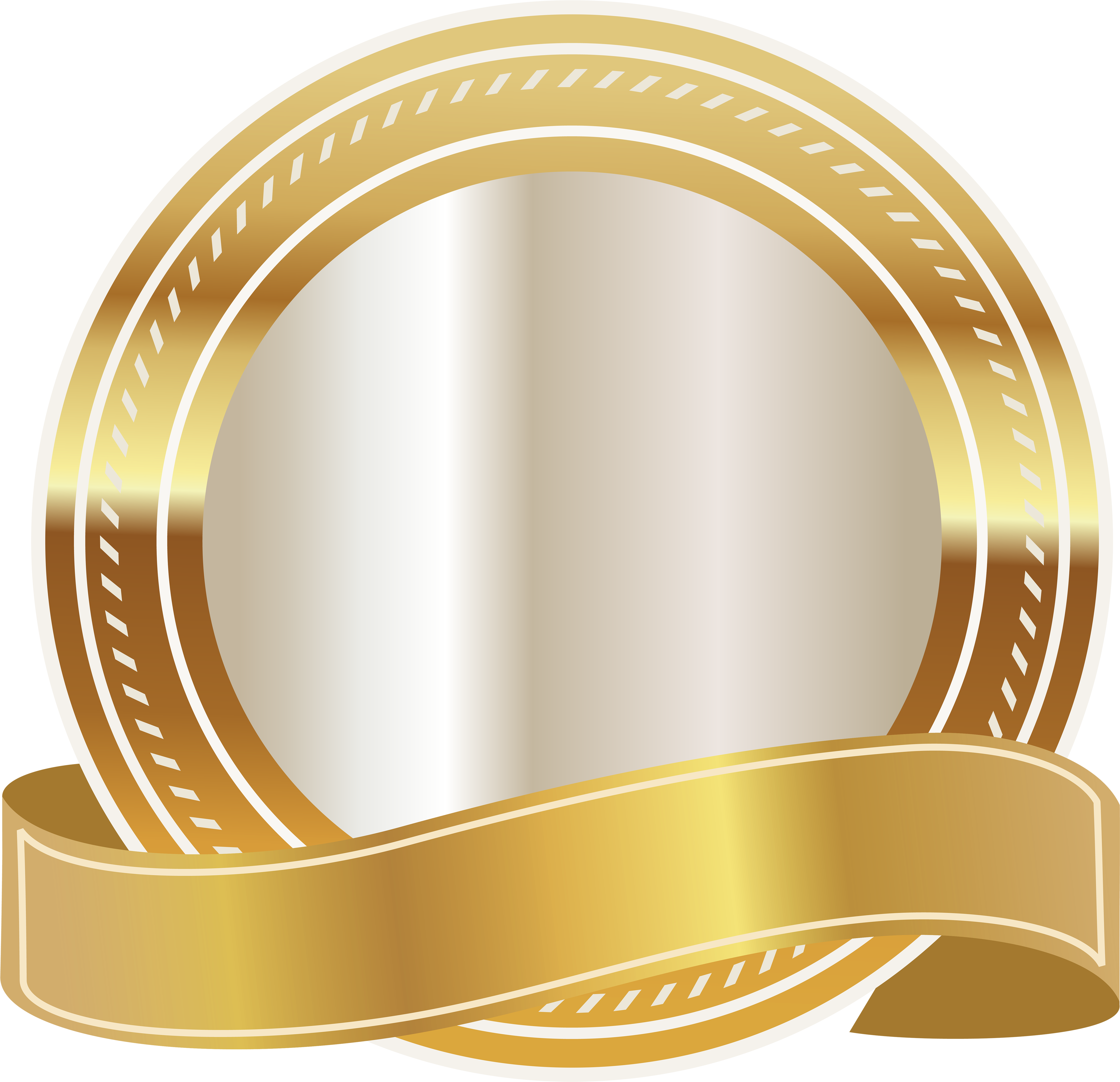 Gold Seal With Gold Ribbon Png Clipart Image - Gold Banner Ribbon Png (5000x4683)