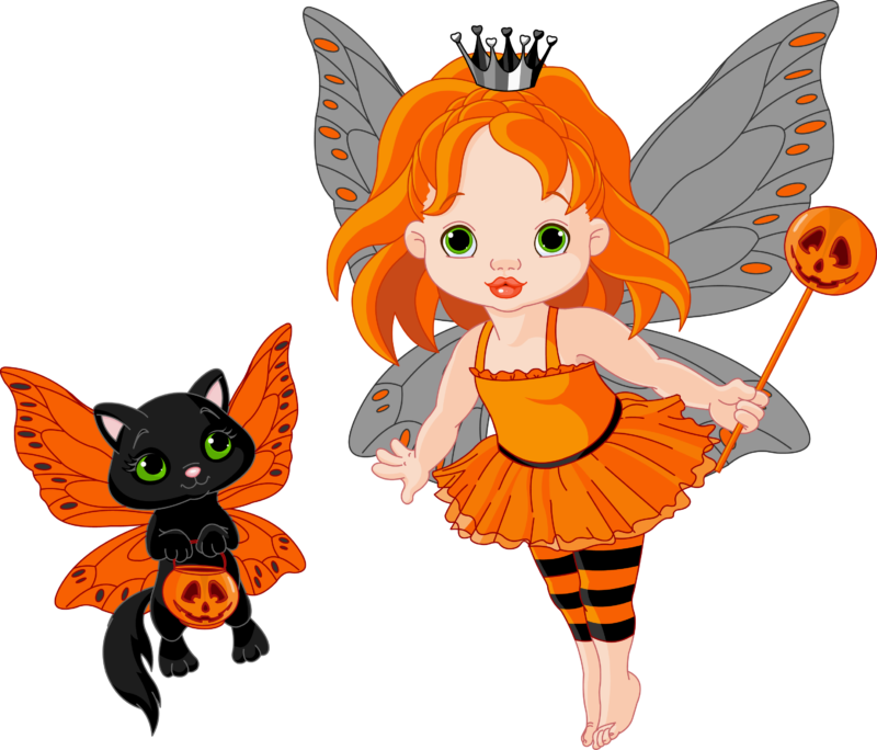 Buy Cute Halloween Baby Fairy And Cat By Dazdraperma - Halloween Fairy Clipart (800x684)