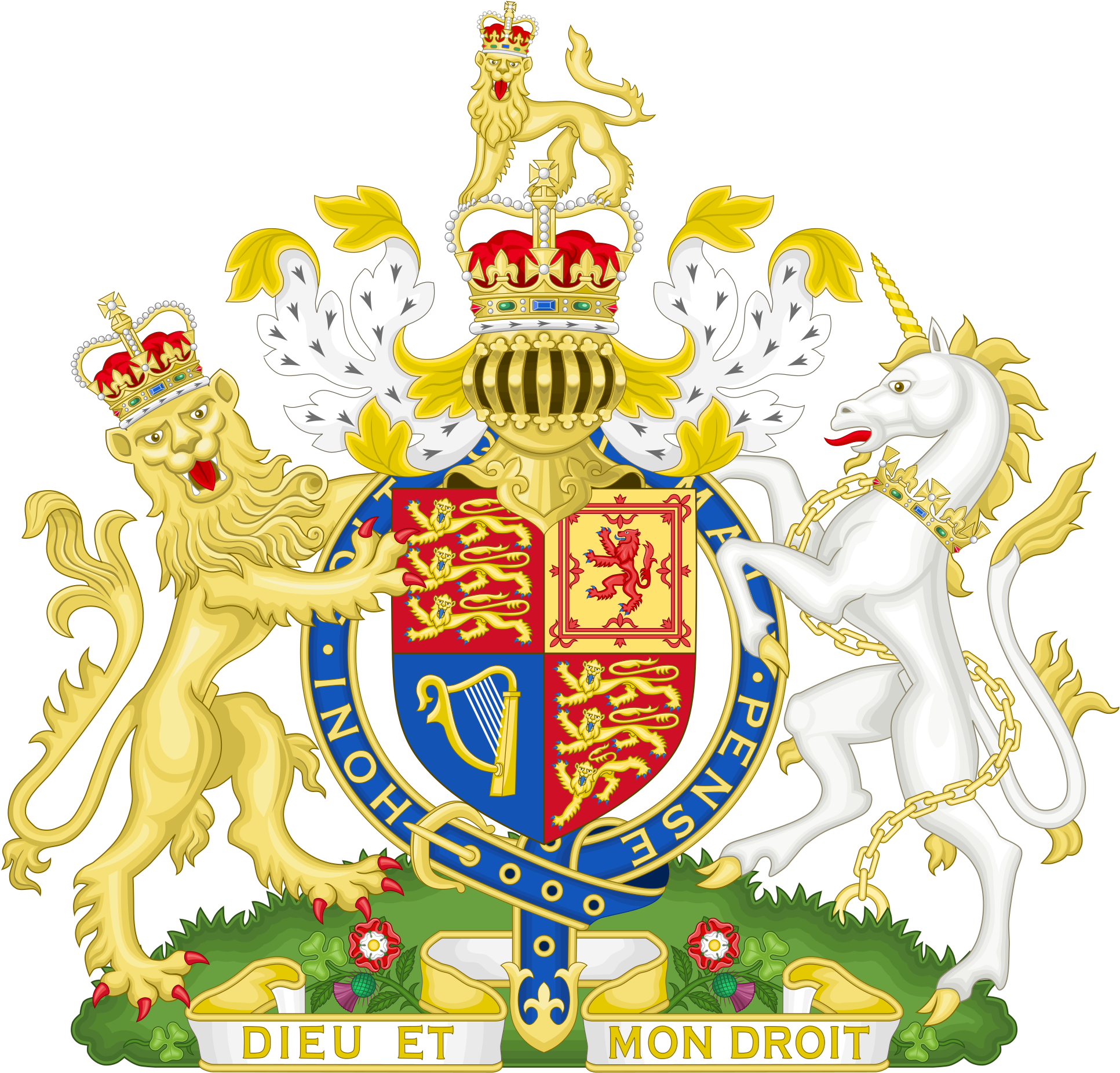 Mythical Clipart Monarchy - British Coat Of Arms (2000x1935)