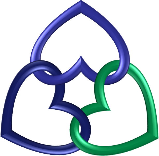 Circle 3 Hearts Blue Indigo Green By Happyare - 3 Hearts Circle (614x599)