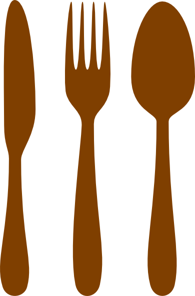 Cutlery Clip Art - Spoon And Fork Png Brown (390x592)