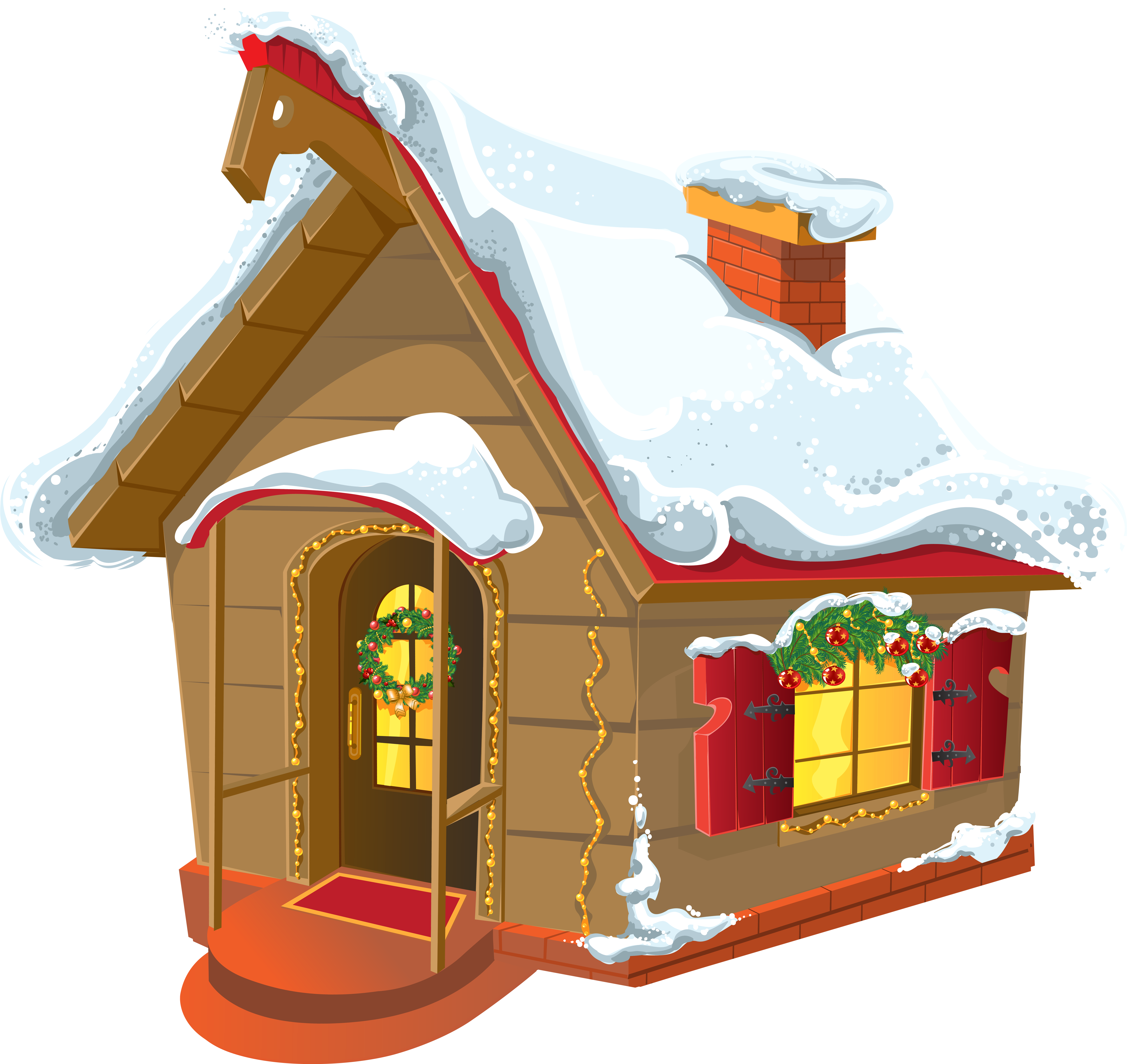 Christmas Winter House Transparent Png Clip Art Imageu200b - Christmas House Png (6428x6015)