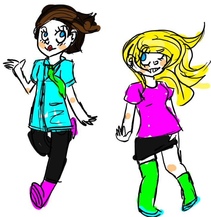 Two Weird Girls By Donderdrop - Cartoon (718x733)