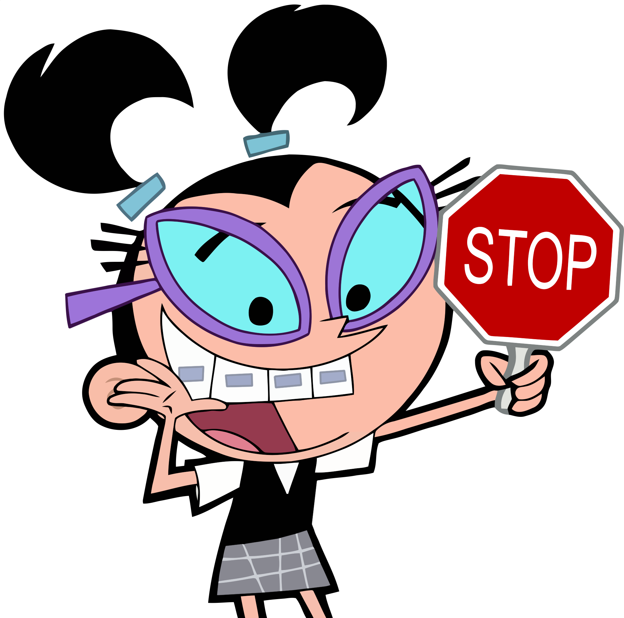 Stop Tootie Pink Clip Art Cartoon Human Behavior - Stop Sign (2024x1996)