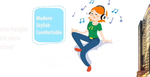 Renting Now - Running And Listening To Music Cartoon Png (621x320)