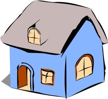 Cottage Isolated Cyan - Clip Art (373x353)