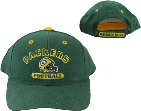 Green Bay Packer Youth Hat With Adjustable Velcro Closure - Green Bay Packer Cap Transparent (500x399)