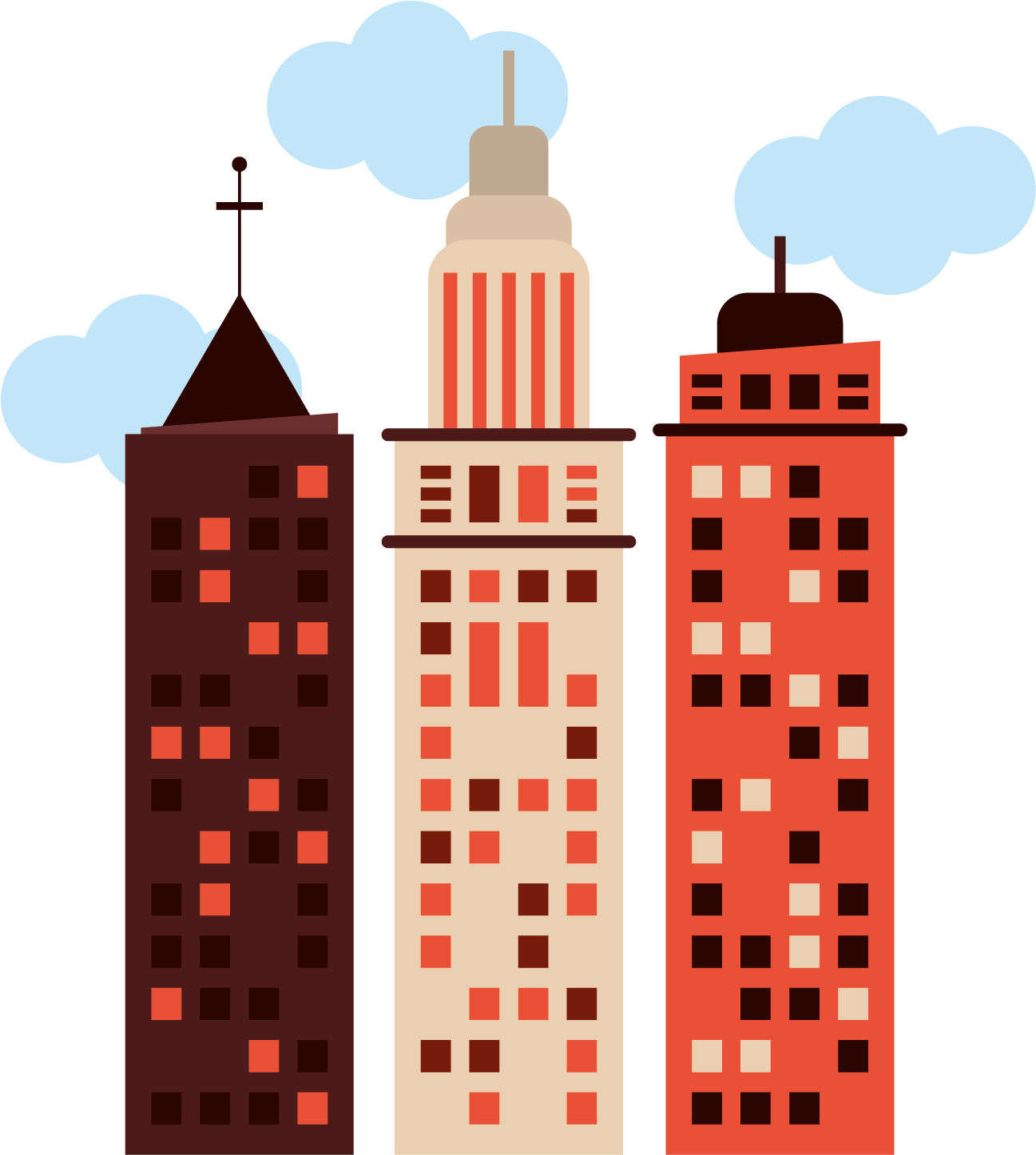 The Architecture Of The City Cartoon Illustration - Building Png Flat Design (1772x1772)