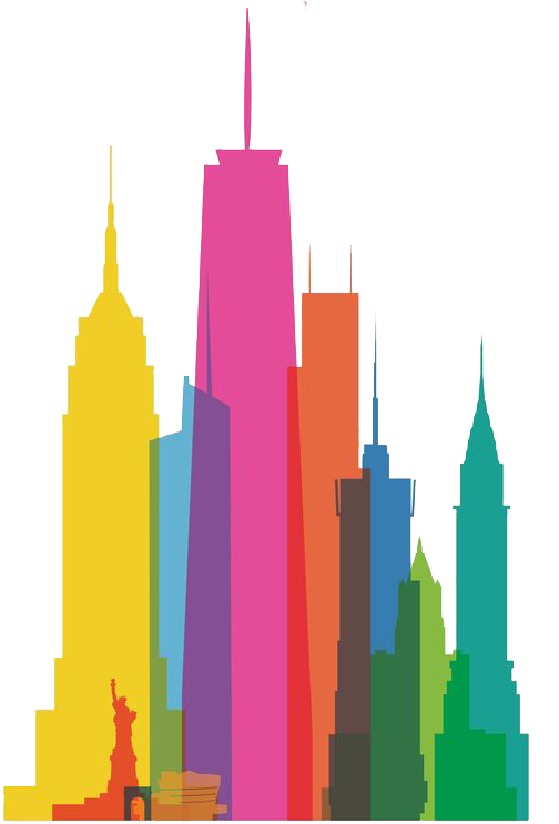 New York City Skyline Watercolor Painting Canvas Print - New York City Colors (564x797)